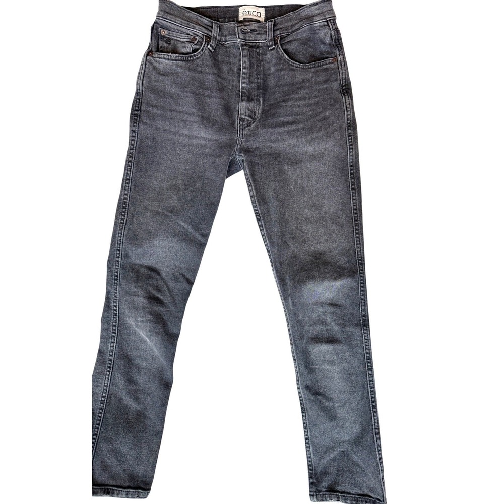Etica Womens High‎ Rise Skinny Jeans Faded Black Denim Size 27 Ethically Made